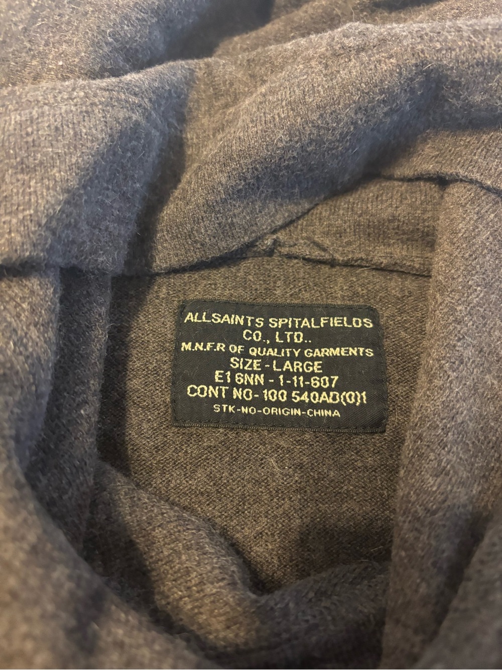 AllSaints Men's Gray Pullover Hoodie